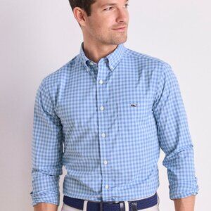 Vineyard Vines Shirt Blue White Stripe  Button Down Collar Size Small